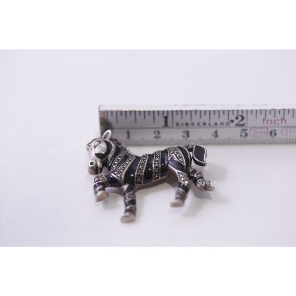 Sterling, Judith Jack, Zebra, Brooch, Silver Black, Pin  display picture 1